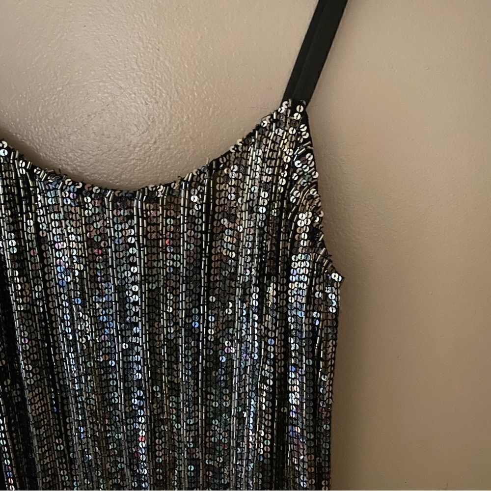 AMEN silver fringe dress black silver mini beaded cocktail party S New $1755 - Picture 13 of 14